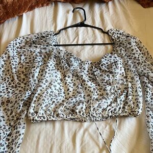 She + Sky Animal Print Puff Sleeve Blouse